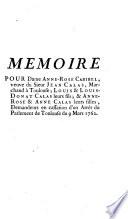 Mémoire pour dame Anne-Rose Cabibel