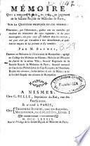 Mémoire qui a remporté le prix, en 1789, au jugement de la Société Royale de Médecine de Paris ...
