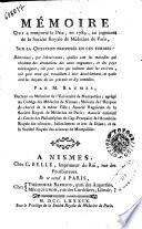 Mémoire qui a remporté le prix, en 1789, au jugement de la Société royale de médecine de Paris, sur la question proposée en ces termes: déterminer par l'observation quelles sont les maladies qui résultent des émanations des eaux stagnantes et des pays marécageux ... Par M. Baumes, ..