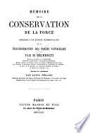 Mémoire sur la conservation de la force