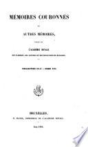 Mémoires couronnés et autres mémoires