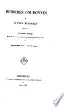 Mémoires couronnés et autres mémoires publiés par l'Académie royale des sciences, des lettres et des beaux-arts de Belgique