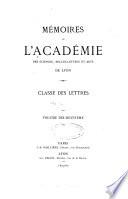 Mémoires de l'Académie des sciences, belles-lettres et arts de Lyon