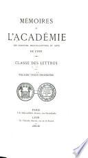 Mémoires de l'Académie des sciences, belles-lettres et arts de Lyon