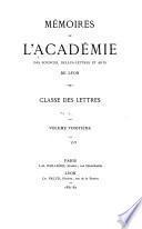 Mémoires de l'Académie des sciences, belles-lettres et arts de Lyon