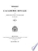 Mémoires de l'Académie royale des sciences, des lettres et des beaux-arts de Belgique