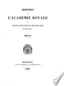 Mémoires de l'Académie royale des sciences, des lettres et des beaux-arts de Belgique