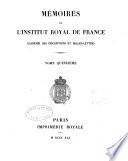 Mémoires de l'Institut de France, Académie des Inscriptions et belles-lettres