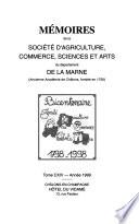Mémoires de la Société d'agriculture, commerce, sciences et arts du département de la Marne