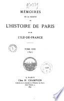 Mémoires de la Société de l'histoire de Paris et de l'Ile-de-France