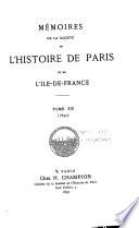 Mémoires de la Société de l'histoire de Paris et de l'Île-de-France