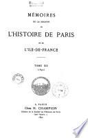 Mémoires de la Société de l'histoire de Paris et de l'Ile-de-France