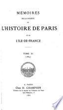 Mémoires de la Société de l'Histoire de Paris et de l'Ile-de-France