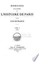 Mémoires de la Société de l'histoire de Paris et de l'Île-de-France