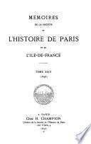 Mémoires de la Société de l'Histoire de Paris et de l'Ile-de-France