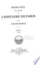 Mémoires de la Société de l'histoire de Paris et de l'Île-de-France