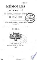 Mémoires de la Société des Sciences, Agriculture et Arts de Strasbourg