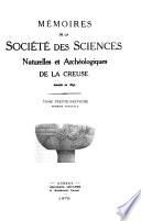 Mémoires de la Société des sciences naturelles et archéologiques de la Creuse