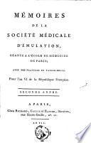 Mémoires de la Société médicale d'émulation, séante à l'Ecole de médecine de Paris