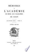 Mémoires de lʹAcadémie des sciences, arts et belles-lettres de Dijon