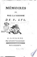 Mémoires de mad. la baronne de st. Lys