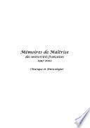 Mémoires de maîtrise des universités françaises, 1997-2002