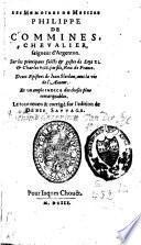 Mémoires de messire Philippe de Commines [...]