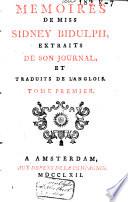 Mémoires de Miss Sidney Bidulph