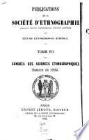 Mémoires du Congrès international des sciences ethnographiques session de 1889