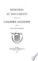Mémoires et documents publiés par l'Académie salésienne