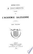 Mémoires et documents publiés par l'Académie salésienne