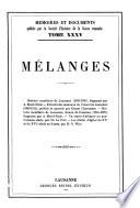 Mémoires et documents publiés par la Société d'histoire de la Suisse romande