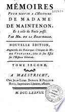Mémoires et lettres de Madame de Maintenon