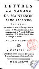 Mémoires et lettres de madame de Maintenon. Tome 1. [-16.]