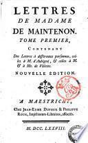 Mémoires et lettres de madame de Maintenon. Tome 1. [-16.]