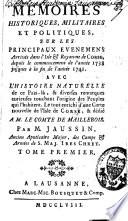 Mémoires historiques, militaires et politiques sur les principaux evenemens arrivés dans l'isle et royaume de Corse