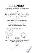 Mémoires historiques, politiques et littéraires sur le royaume de Naples, par M. le comte Grégoire Orloff ... Ouvrage orné de deux cartes géographiques; publié, avec des notes et des additions, par M. Amaury Duval. Tome premier [cinquième] - 2. ed. revue et corrigée