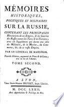 Mémoires historiques, politiques et militaires sur la Russie