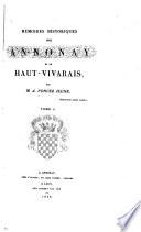 Mémoires historiques sur Annonay et le Haut-Vivarais