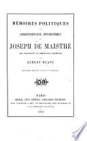 Mémoires politiques et correspondance diplomatique