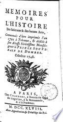 Mémoires pour l'histoire des sciences et des beaux-arts