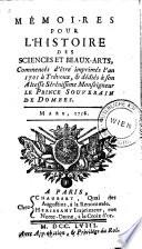 Mémoires pour l'histoire des sciences et des beaux arts