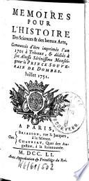 Mémoires pour l'histoire des sciences et des beaux arts