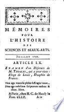 Mémoires pour l'histoire des sciences et des beaux-arts