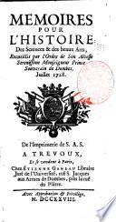 Memoires pour l'histoire des sciences et des beaux arts ...