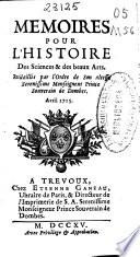 Memoires pour L'Histoire des Sciences et des Beaux Arts