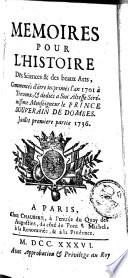 Mémoires pour l'histoire des sciences et des beaux-arts