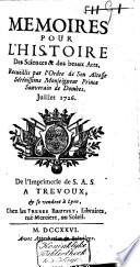 Mémoires pour l'histoire des sciences et des beaux arts