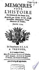 Mémoires pour l'histoire des sciences et des beaux arts