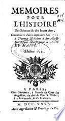 Memoires pour L'Histoire des Sciences et des Beaux Arts